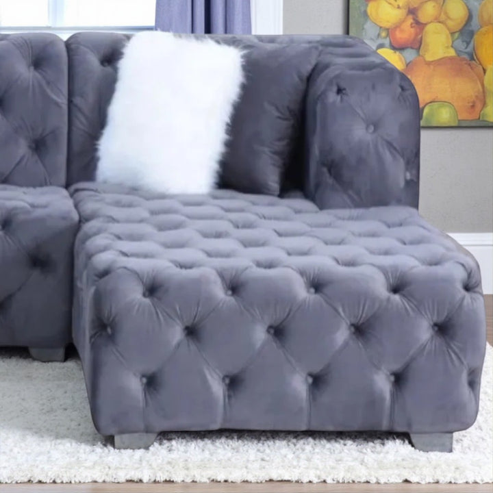 Orchid 3-Seater Fabric Upholstered Sectional Sofa - Grey | Available In LHF/ RHF Configuration