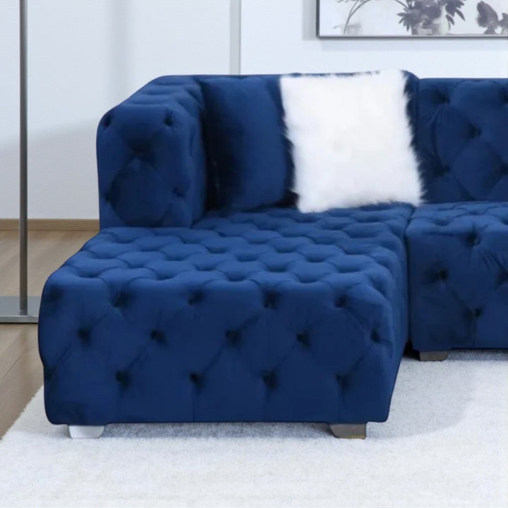 Orchid 3-Seater Fabric Upholstered Sectional Sofa - Blue | Available In LHF/ RHF Configuration