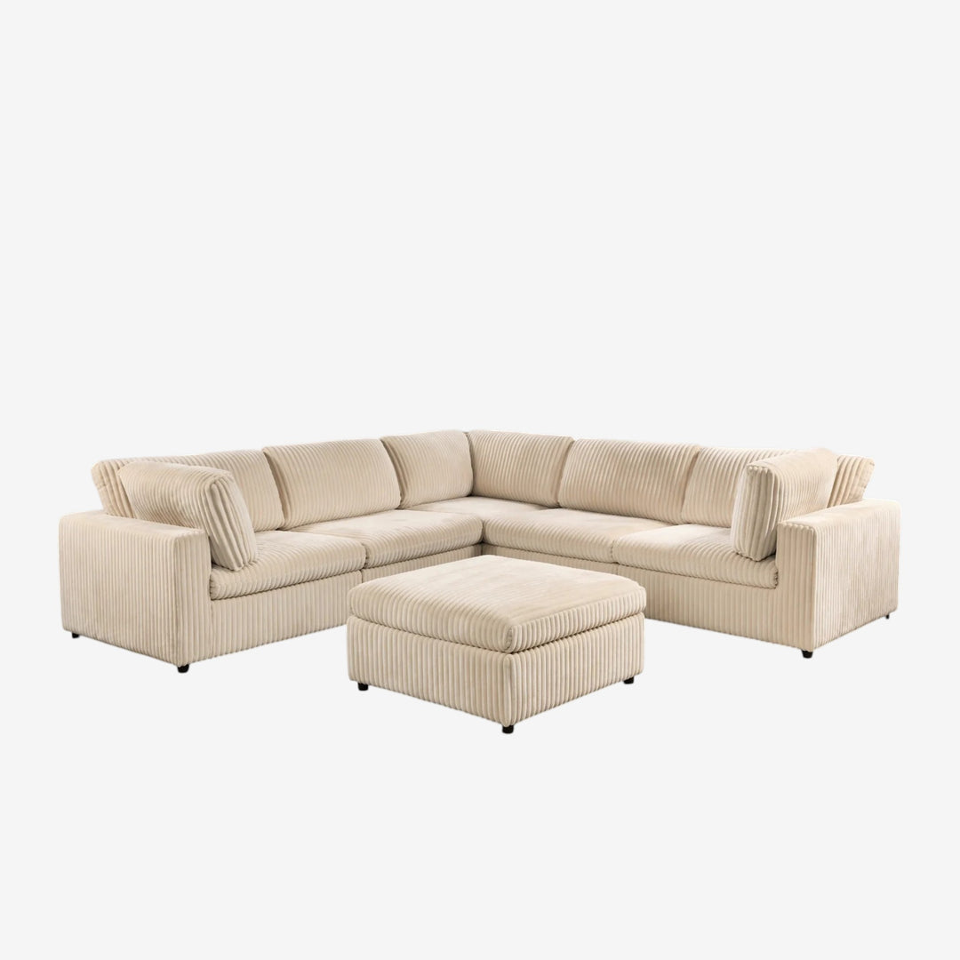Bloom 6-Piece Modular Sectional Sofa In Fabric Upholstery - Beige