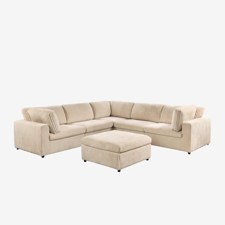 Bloom 6-Piece Modular Sectional Sofa In Fabric Upholstery - Beige