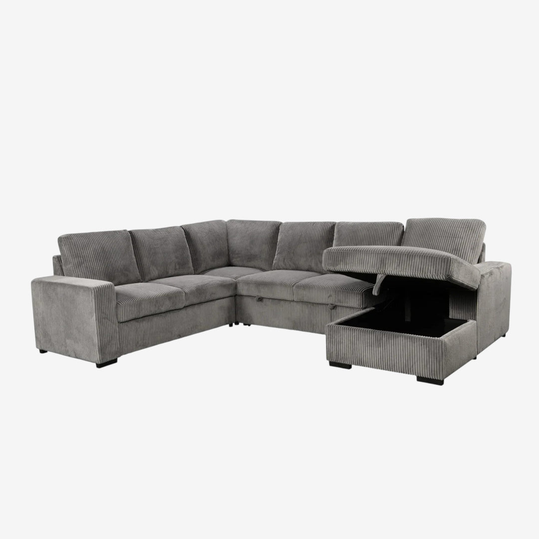 Billy RAF Sectional Sofa Bed In Fabric Upholstery - Grey