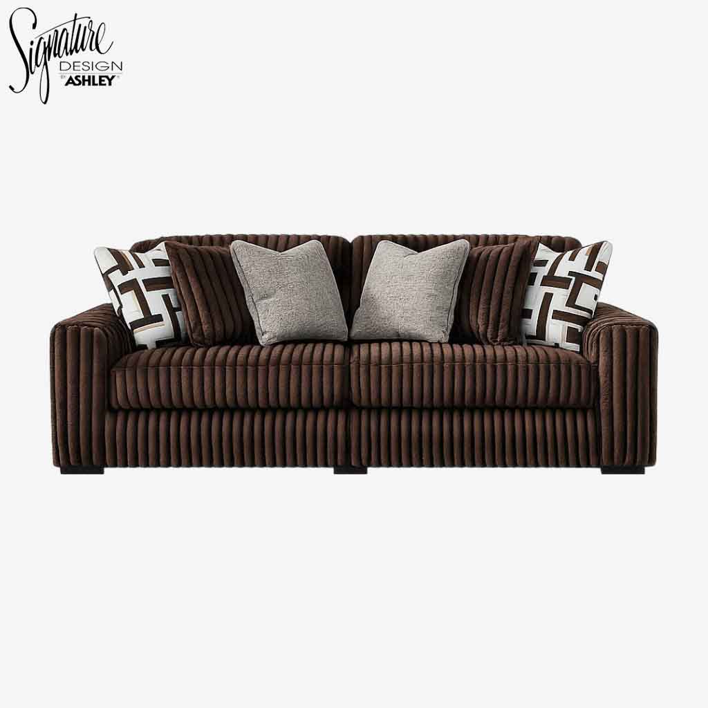 S11 Midnight-madness 2-Piece Sectional Sofa In Fabric Upholstery - Chocolate - Front View