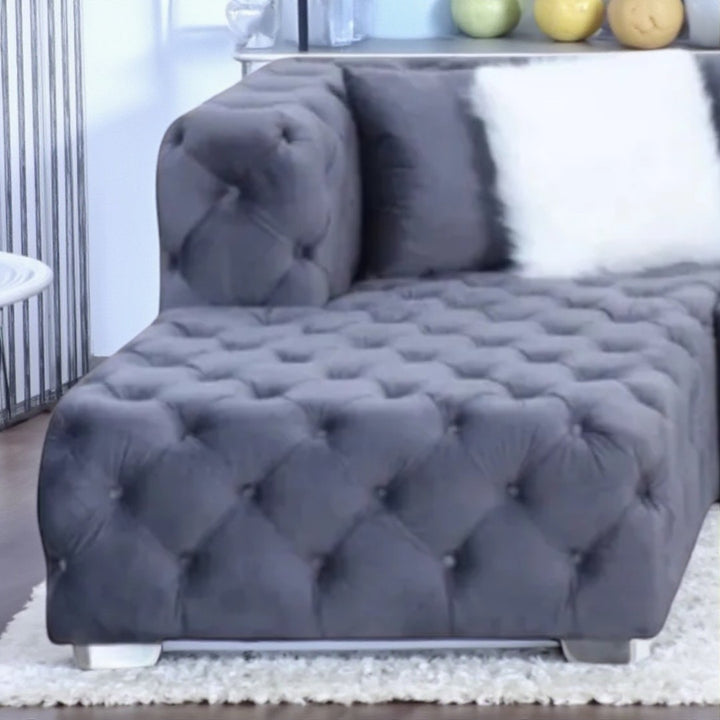 Tulip 5-Seater Fabric Upholstered Sectional Sofa With Dual Corner Chaise - Grey