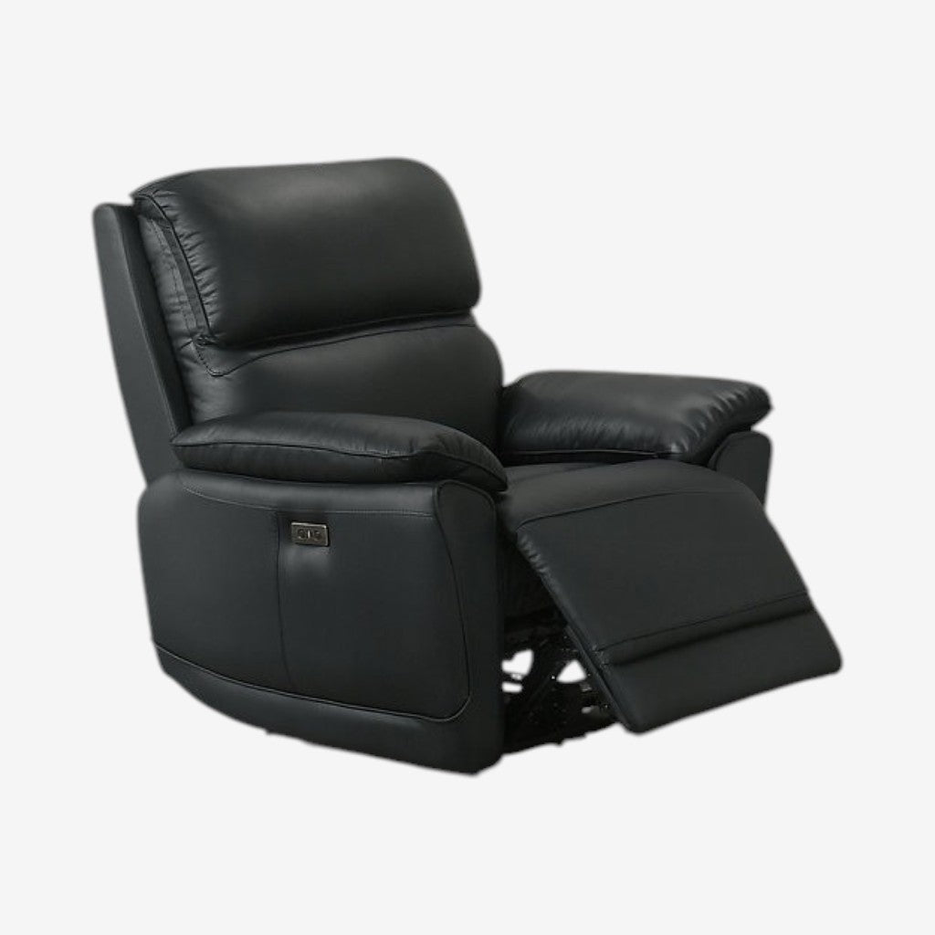 Mclaren Midnight Black Power Recliner Chair In Leather Upholstery