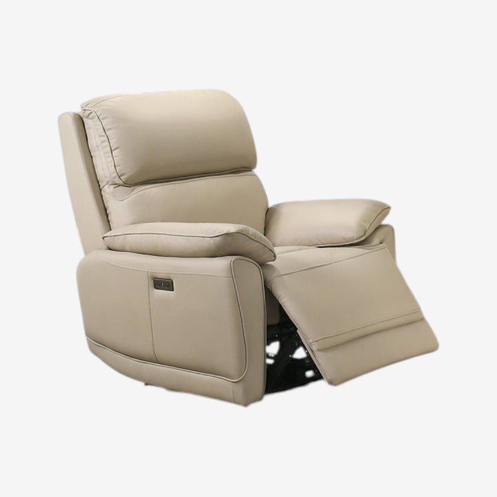 Mclaren Beige Power Recliner Chair In Leather Upholstery