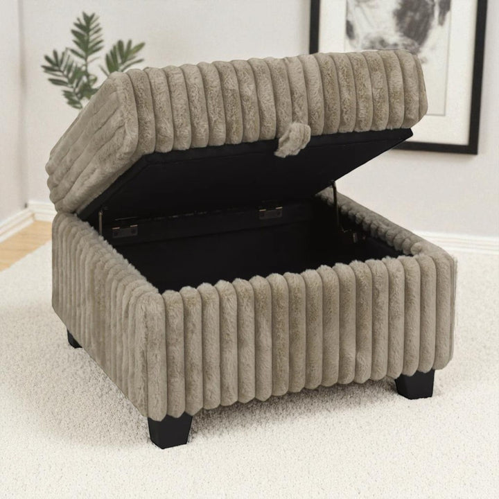 Valtor Fabric Upholstered Sectional Sofa With Reversible Ottoman - Brown