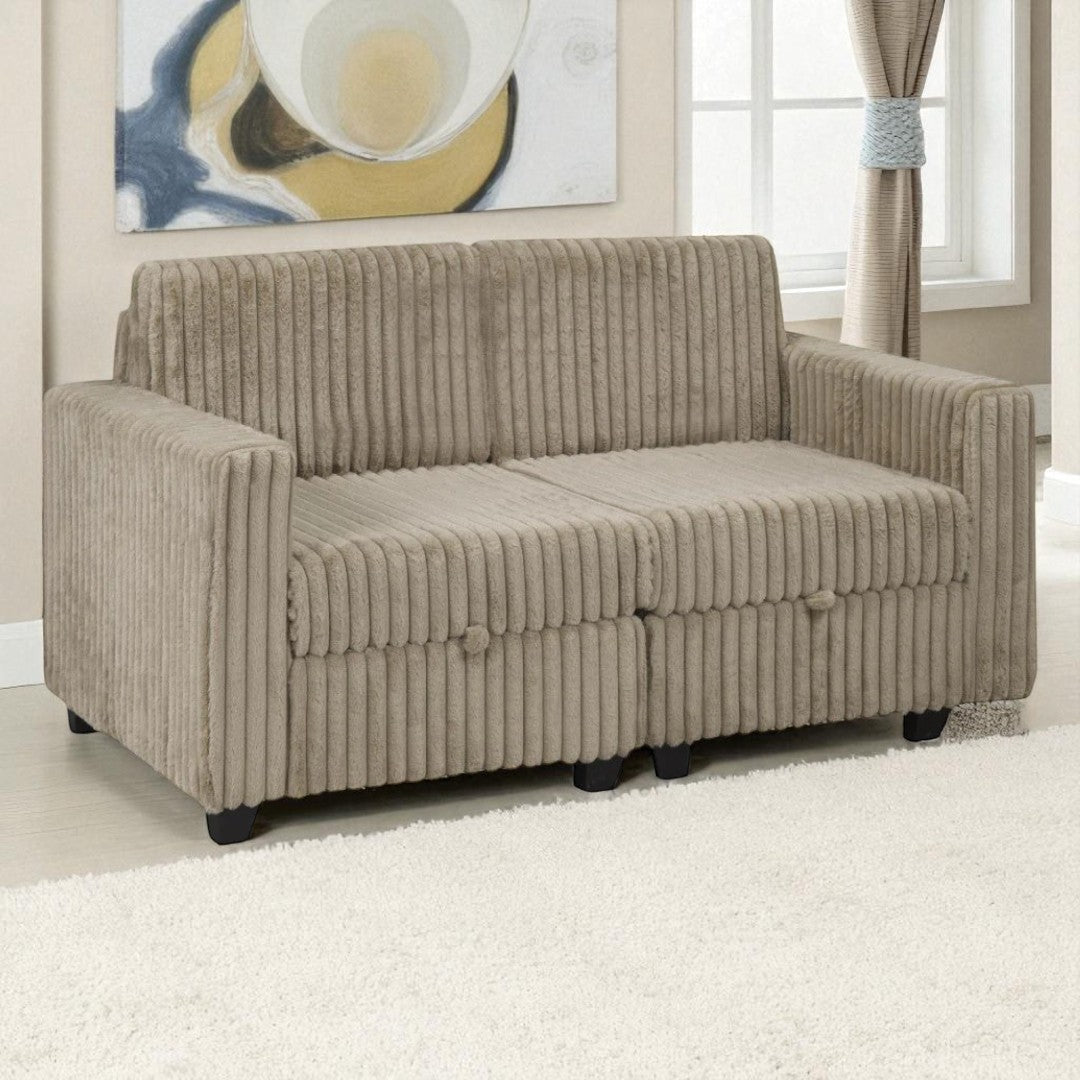 Valtor Fabric Upholstered Sectional Sofa With Reversible Ottoman - Brown