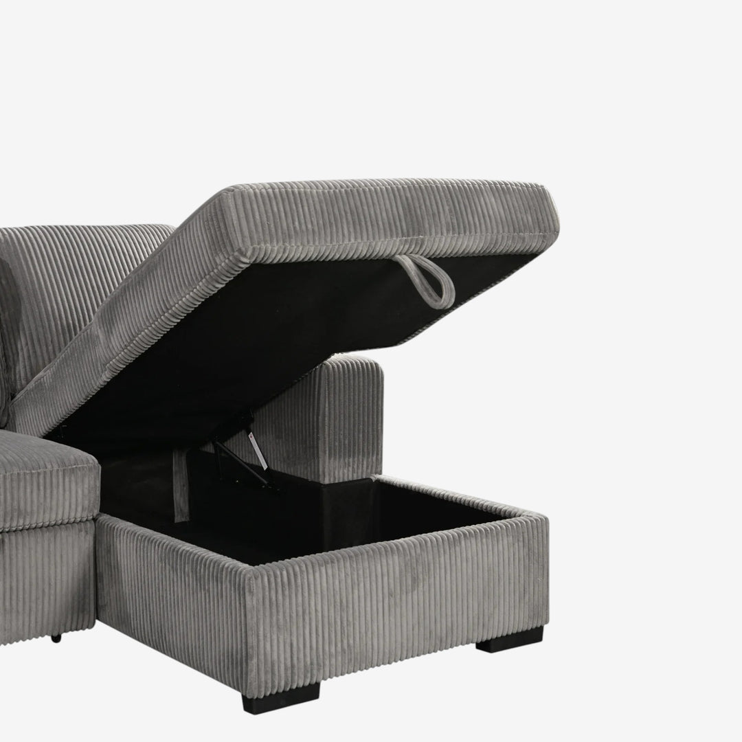 Billy RAF Sectional Sofa Bed In Fabric Upholstery - Grey