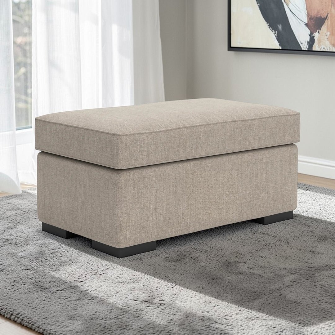 5710214 Sararose Accent Ottoman In Fabric Upholstery - Heather | Benchcraft By Ashley