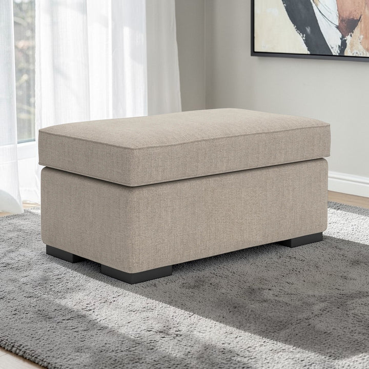 5710214 Sararose Accent Ottoman In Fabric Upholstery - Heather | Benchcraft By Ashley