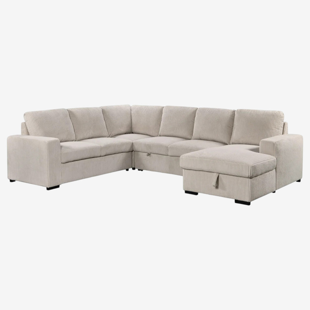 Billy RAF Sectional Sofa Bed In Fabric Upholstery - Beige