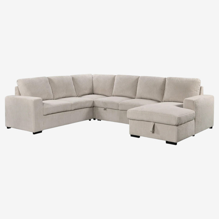 Billy RAF Sectional Sofa Bed In Fabric Upholstery - Beige