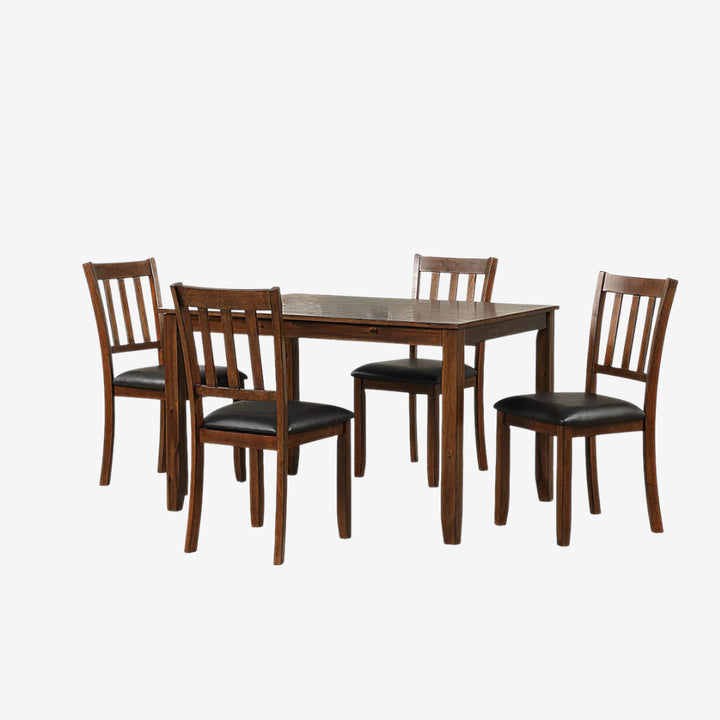 Phoenix Wooden Dining Table Set For 4 With PU Upholstered Chairs - Cherry