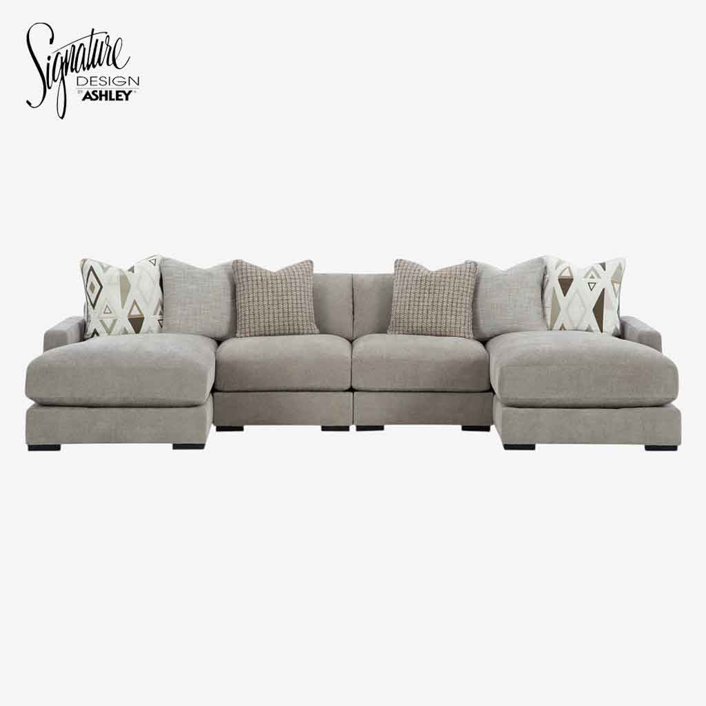 20305S5 Aslan Court Pebble 4-Piece Sectional Sofa with Dual Chaises - Pebble | Signature Design by Ashley