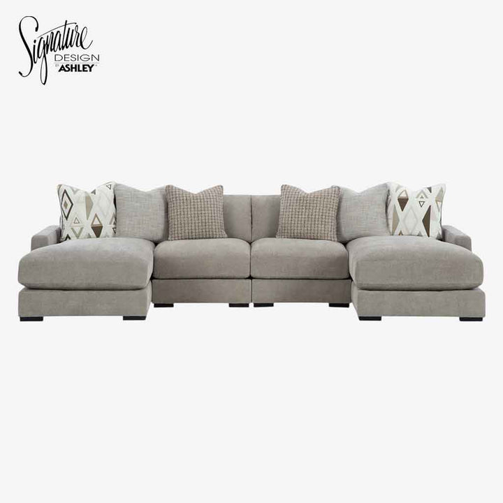 20305S5 Aslan Court Pebble 4-Piece Sectional Sofa with Dual Chaises - Pebble | Signature Design by Ashley