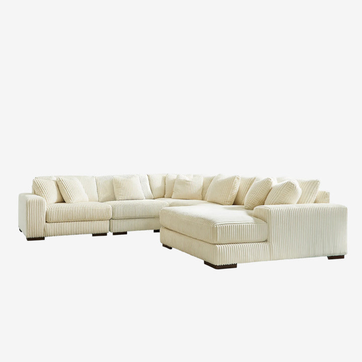 21104S7 Lindyn 5-Piece RAF Sectional Sofa in Fabric Upholstery - Ivory | Signature Design by Ashley