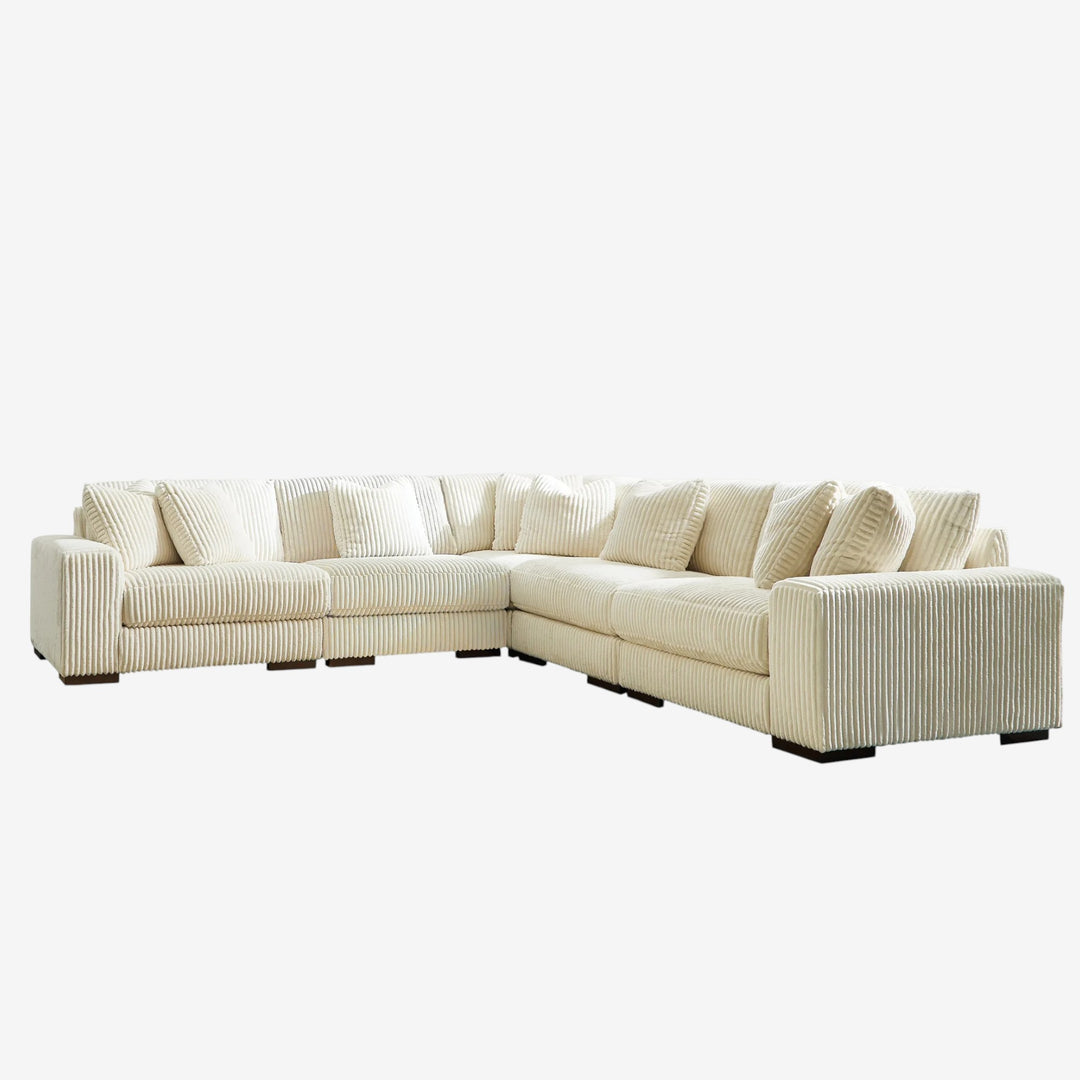 21104S5 Lindyn 5-Piece Sectional Sofa in Fabric Upholstery - Ivory | Signature Design by Ashley