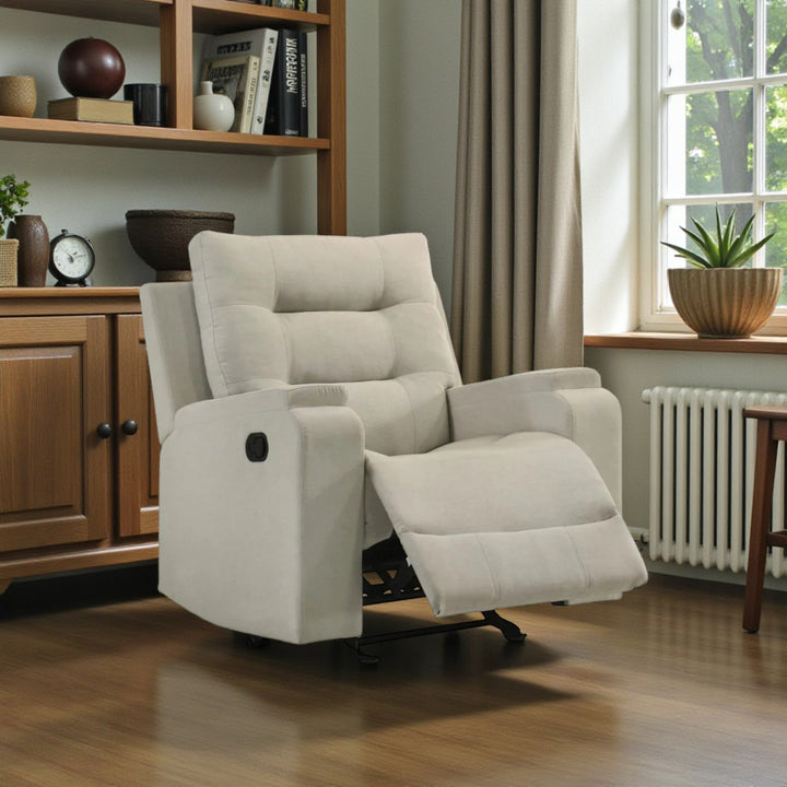 Creston Manual Rocker Recliner Chair In Fabric Upholstery - Beige