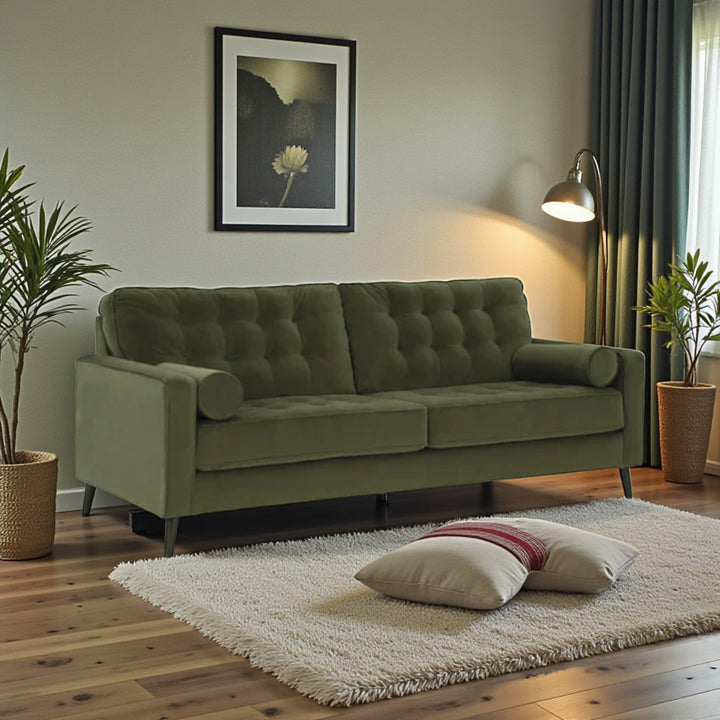 2640438 Reveon Lakes Stationary Sofa In Fabric Upholstery - Olive | Signature Design By Ashley