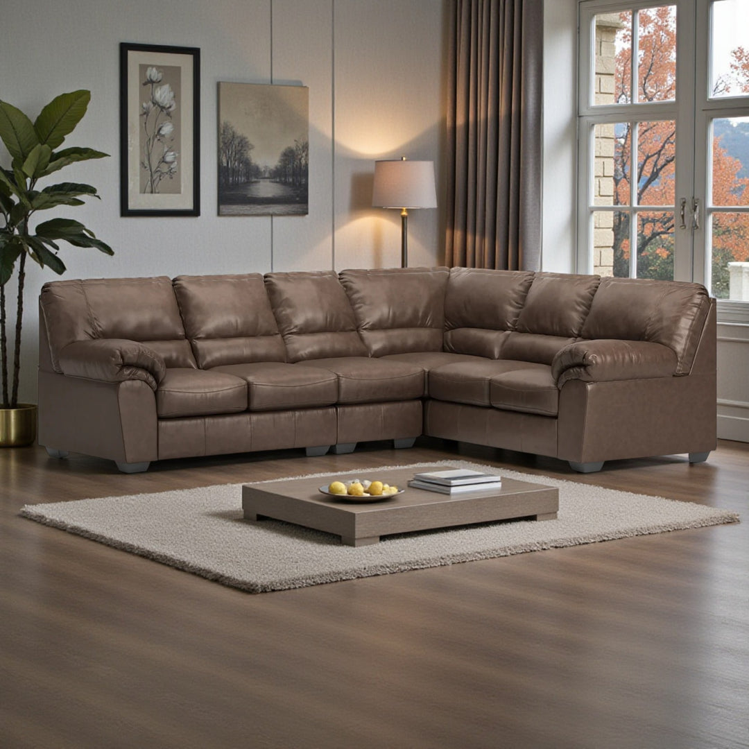 WillowBend 3-Piece Sectional Sofa In Leather Upholstery - Umber | Signature Design By Ashley
