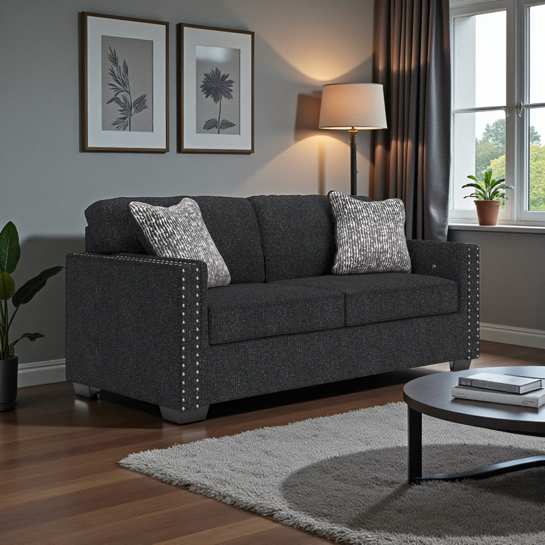 2890438 Jasmine Peaks Sofa In Fabric Upholstery - Coal | Benchcraft By Ashley