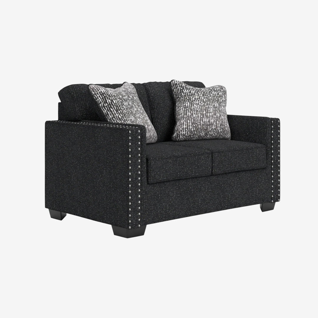 2890435 Jasmine Peaks Loveseat In Fabric Upholstery - Coal | Benchcraft By Ashley