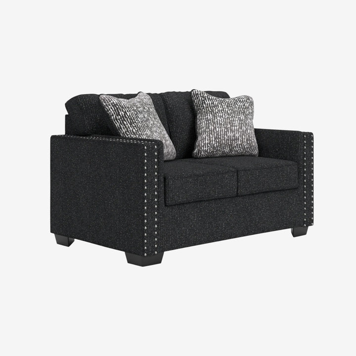 2890435 Jasmine Peaks Loveseat In Fabric Upholstery - Coal | Benchcraft By Ashley