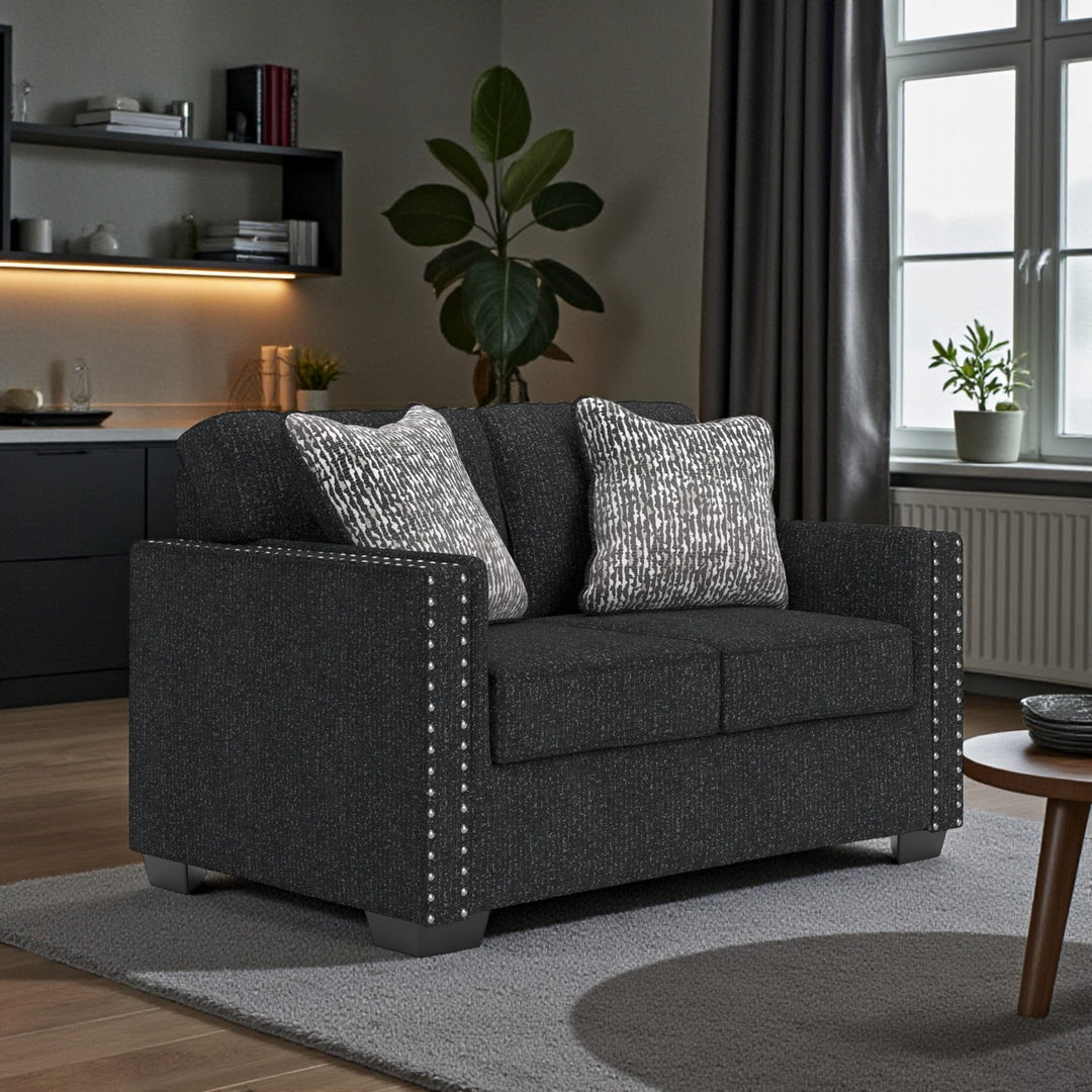 2890435 Jasmine Peaks Loveseat In Fabric Upholstery - Coal | Benchcraft By Ashley