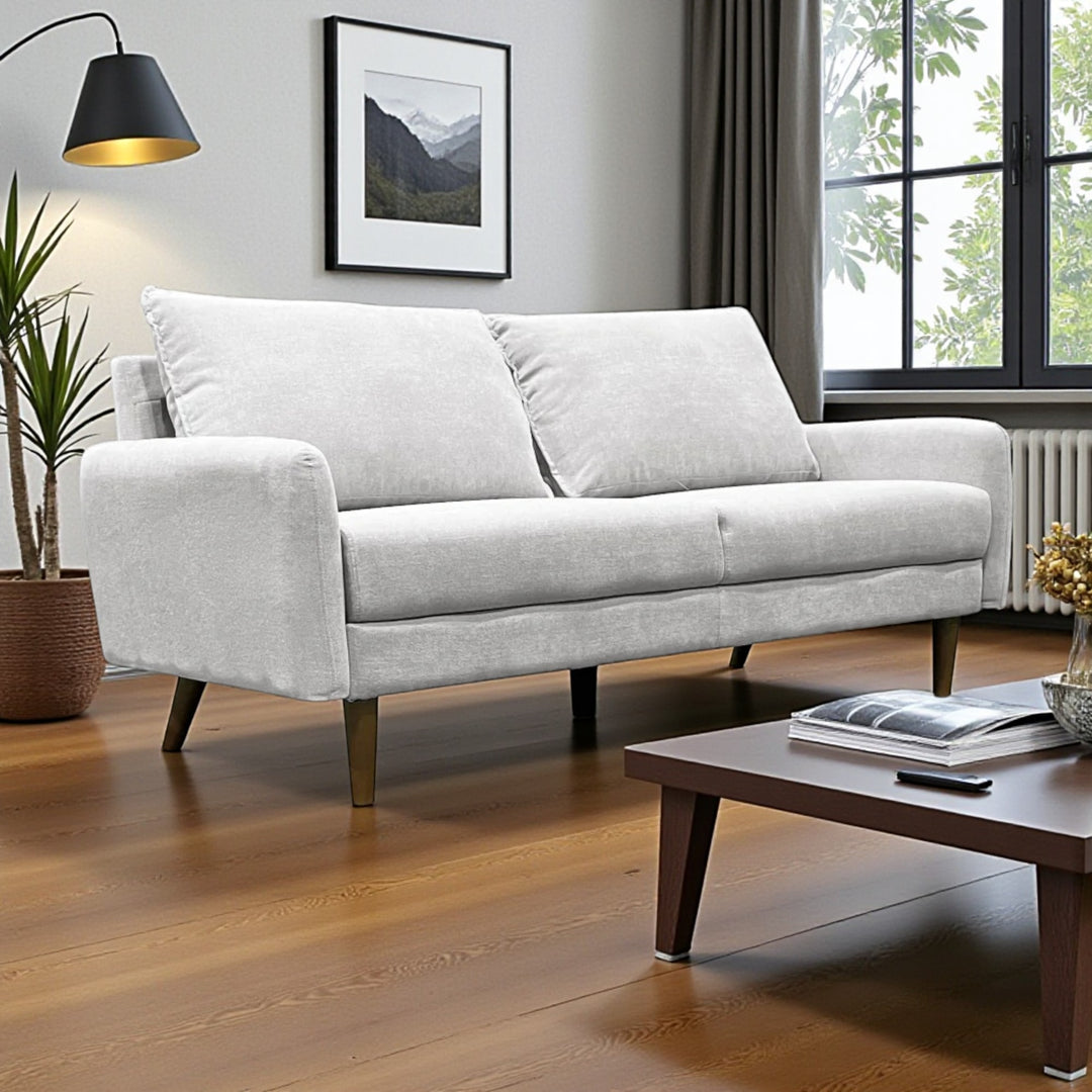 Willey 3-Seater Stationary Sofa In Fabric Upholstery - Light Grey