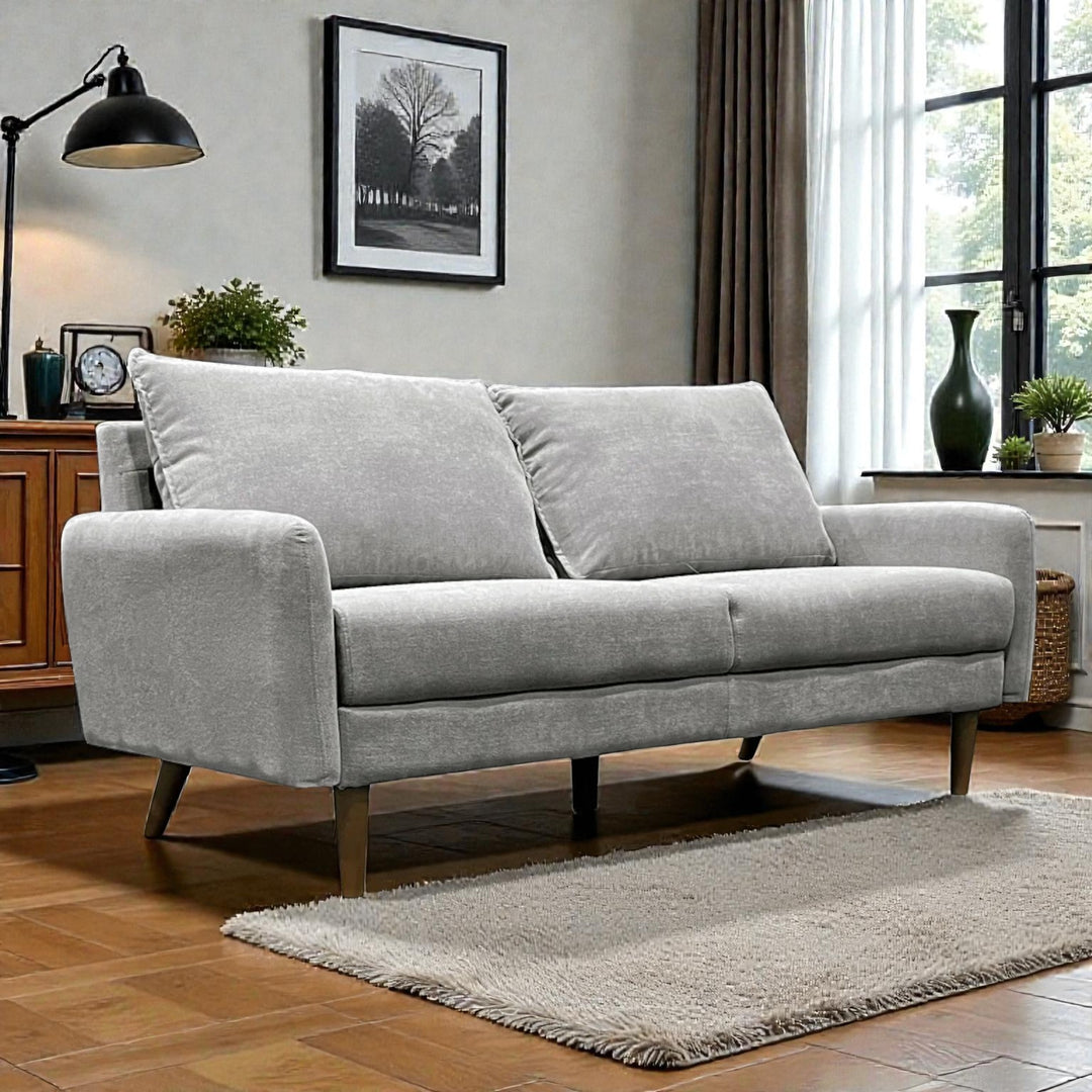 Willey 3-Seater Stationary Sofa In Fabric Upholstery - Dark Grey