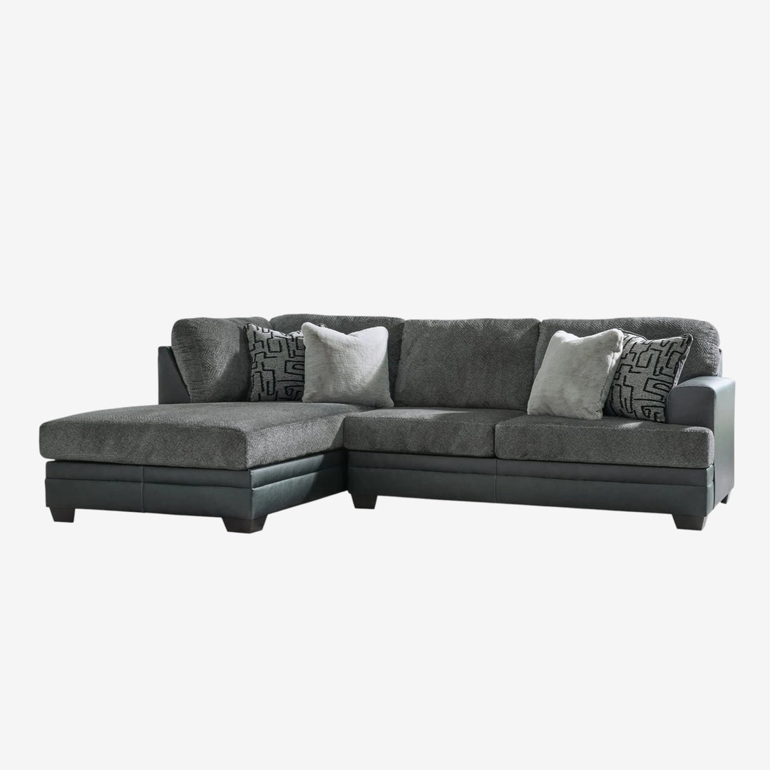 Brixley Pier 2-Piece Sectional Sofa In Leather/ Fabric Upholstery - Graphite | Benchcraft By Ashley