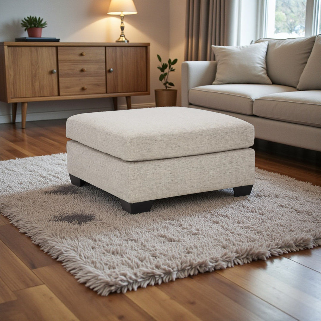 3100408 Mahoney Accent Ottoman In Fabric Upholstery - Pebble | Signature Design By Ashley