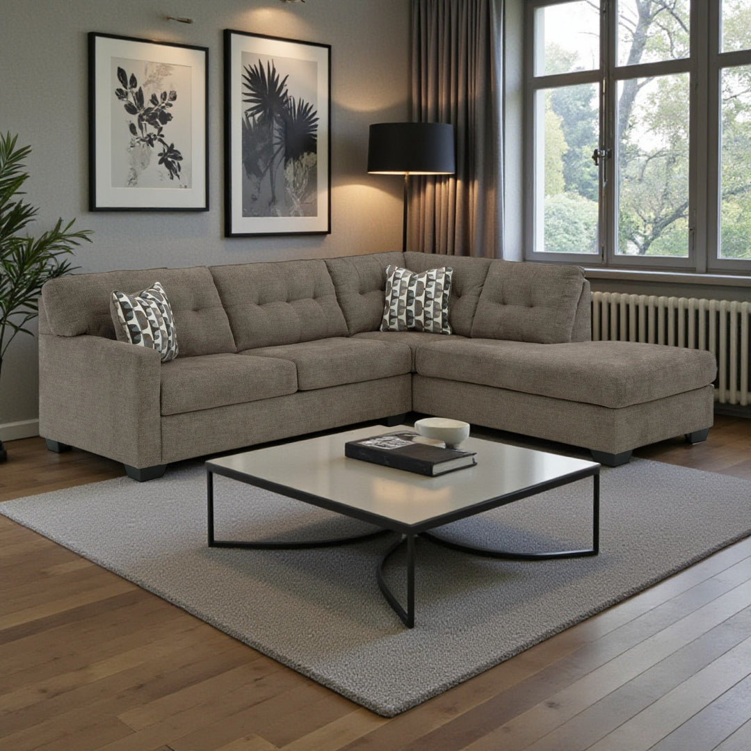 Mahoney 2-Piece Sectional Sofa In Fabric Upholstery - Chocolate | Signature Design By Ashley