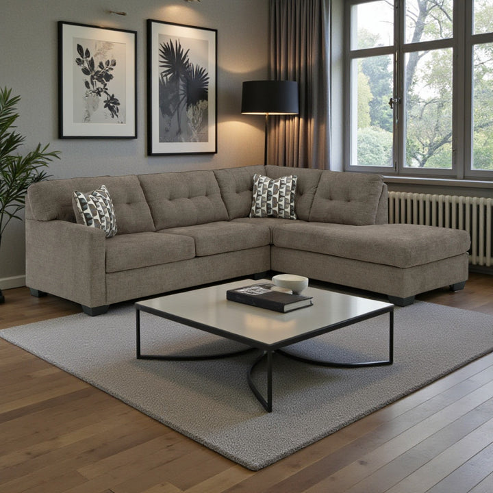 Mahoney 2-Piece Sectional Sofa In Fabric Upholstery - Chocolate | Signature Design By Ashley