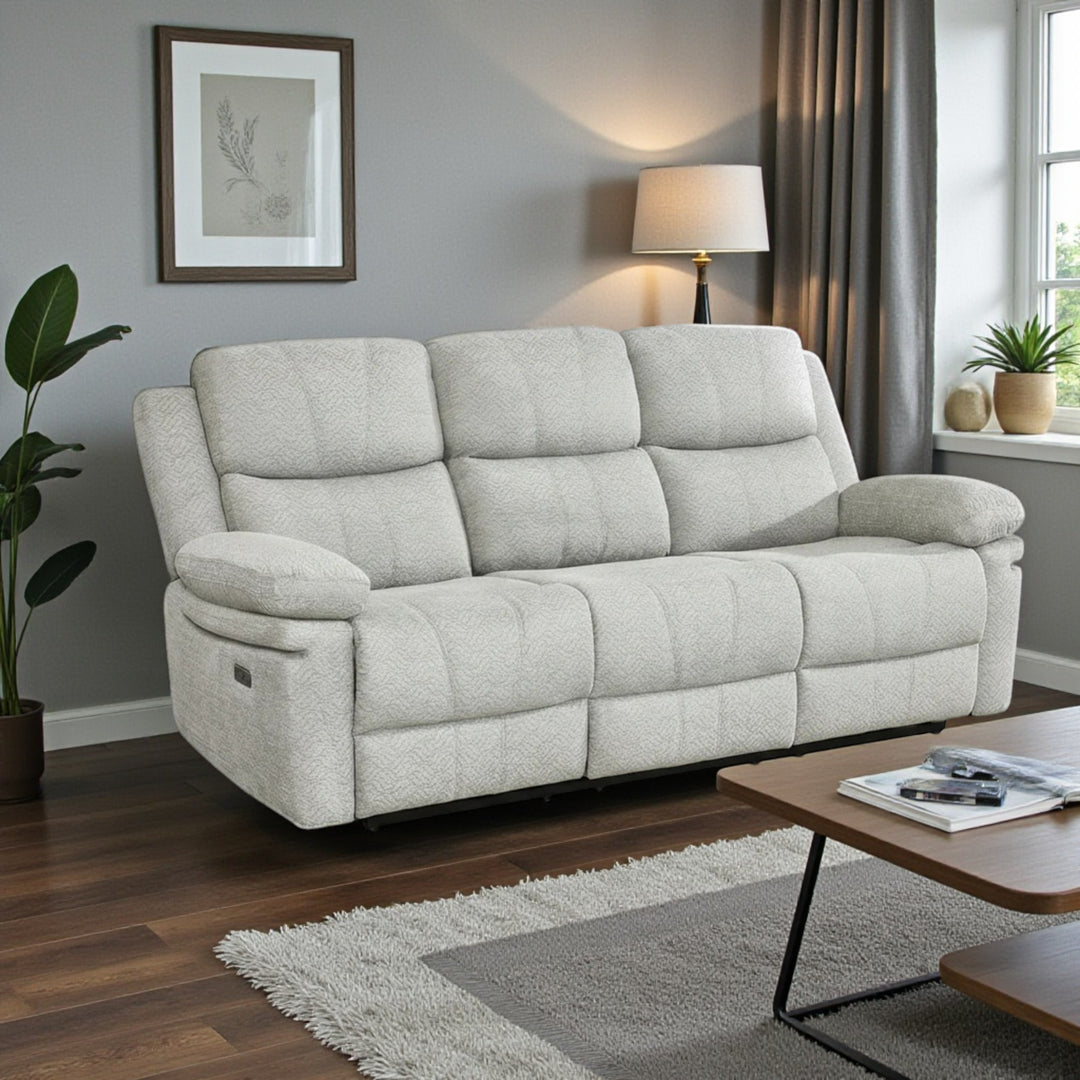 Menson Power Recliner Sofa in Fabric Upholstery - Beige