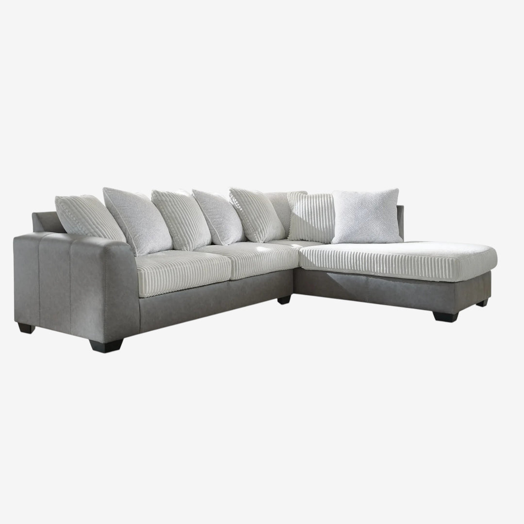 Clairette Court 2-Piece Sectional Sofa in Leatherette/ Fabric Upholstery - Alloy | Benchcraft By Ashley