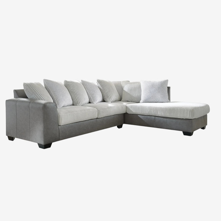 Clairette Court 2-Piece Sectional Sofa in Leatherette/ Fabric Upholstery - Alloy | Benchcraft By Ashley