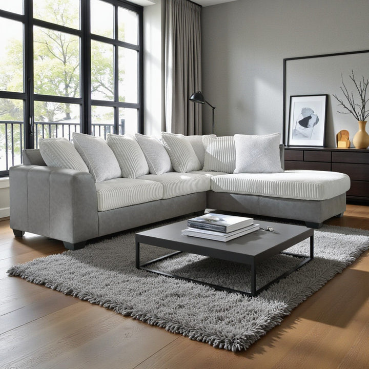 Clairette Court 2-Piece Sectional Sofa in Leatherette/ Fabric Upholstery - Alloy | Benchcraft By Ashley