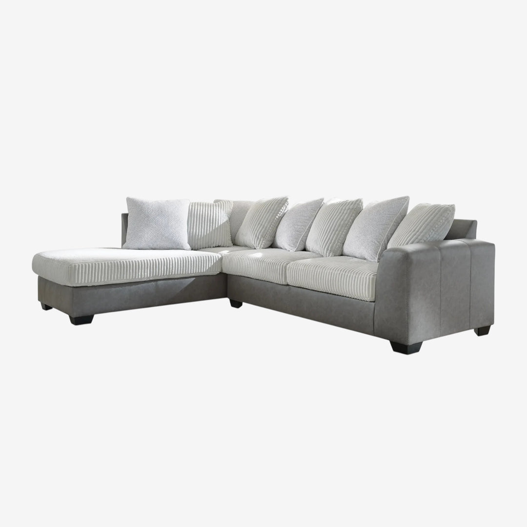 Clairette Court 2-Piece Sectional Sofa in Leatherette/ Fabric Upholstery - Alloy | Benchcraft By Ashley