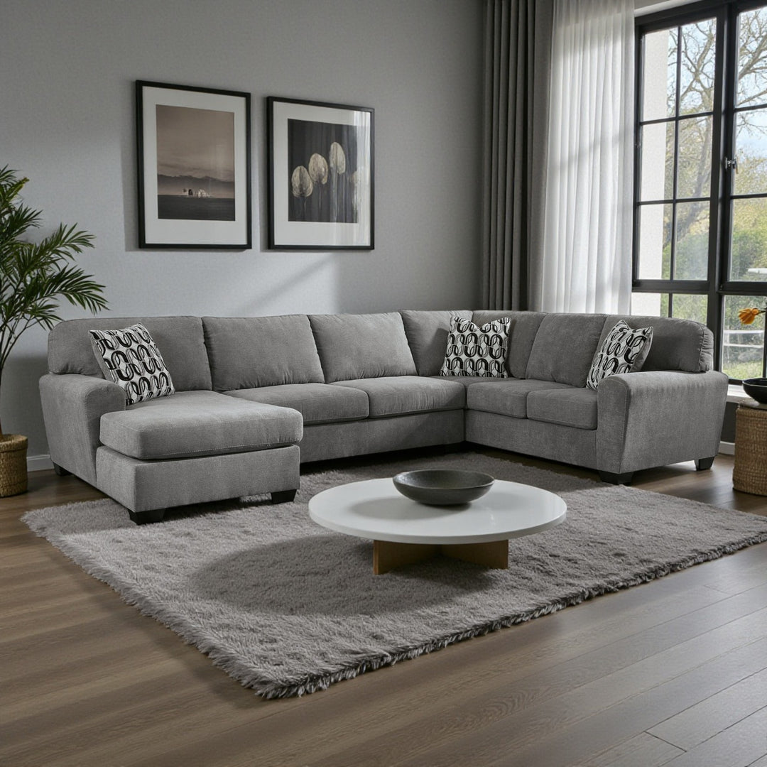 Birkdale Court 3-Piece Sectional Sofa In Fabric Upholstery - Grey | Benchcraft By Ashley