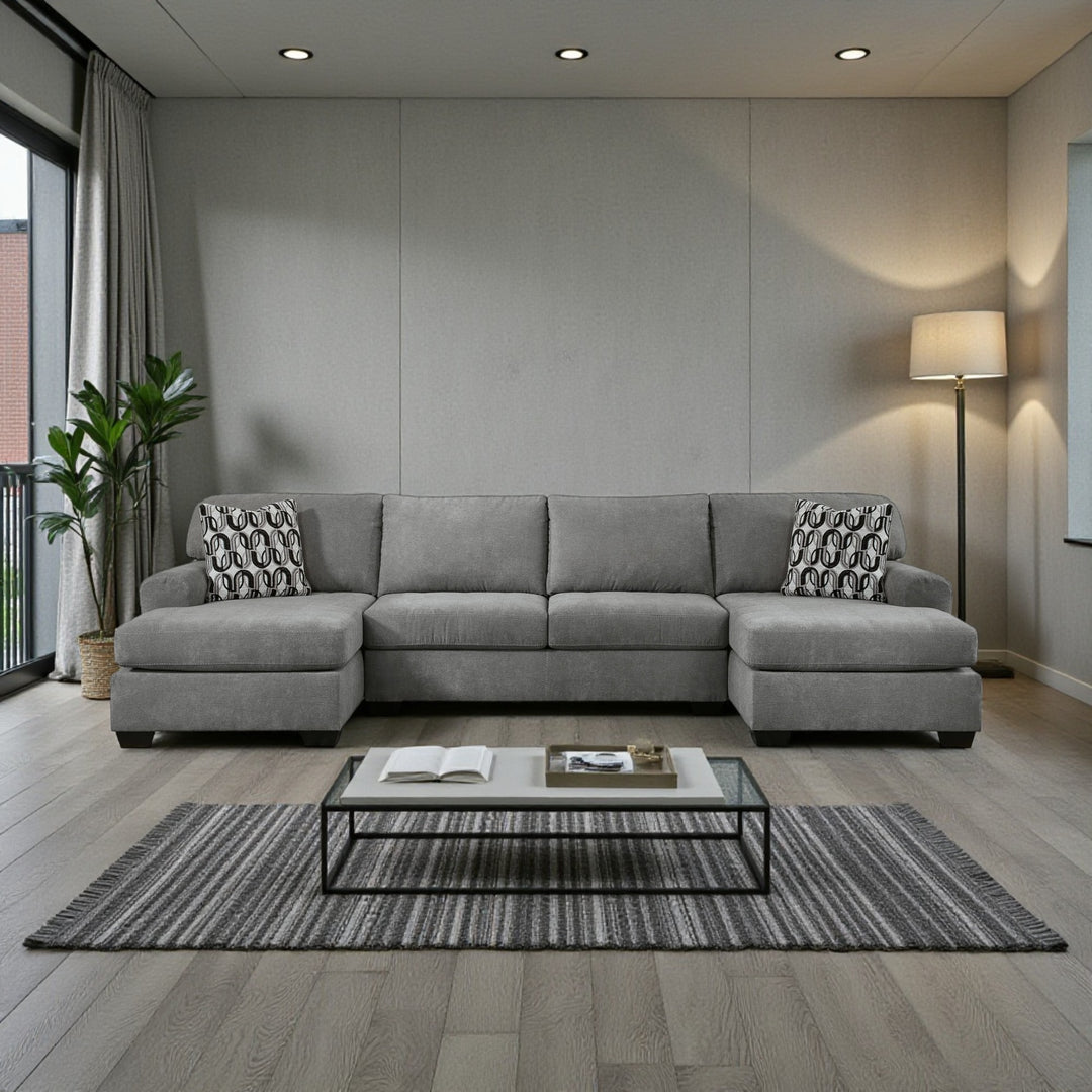 32402S3 Birkdale Court 3-Piece Fabric Sectional Sofa With Dual Chaise - Grey | Benchcraft By Ashley