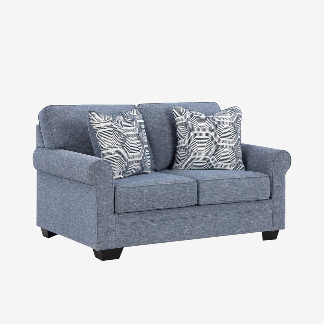 3260435 Carissa Manor Loveseat In Fabric Upholstery - Denim | Benchcraft By Ashley