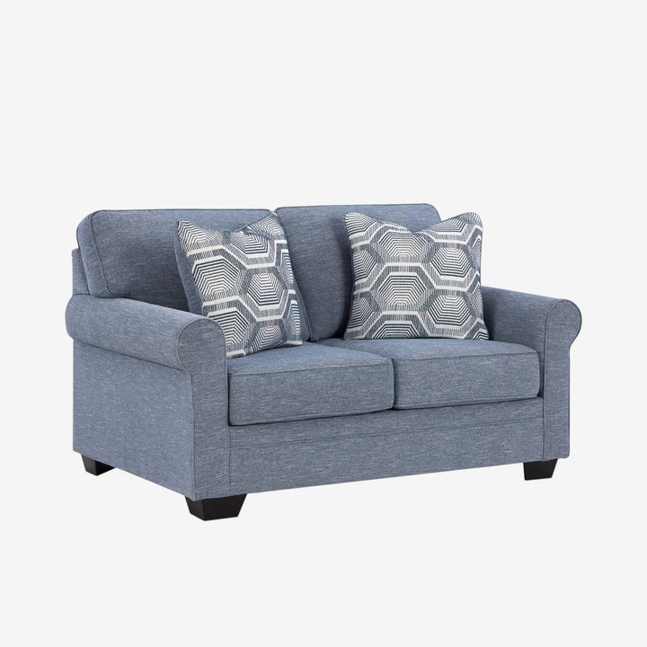 3260435 Carissa Manor Loveseat In Fabric Upholstery - Denim | Benchcraft By Ashley