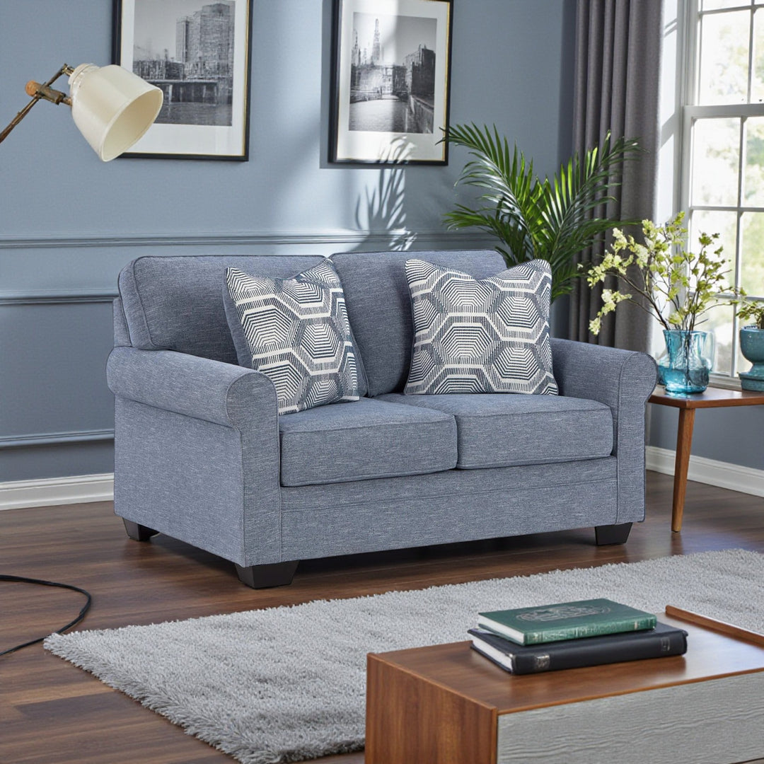 3260435 Carissa Manor Loveseat In Fabric Upholstery - Denim | Benchcraft By Ashley