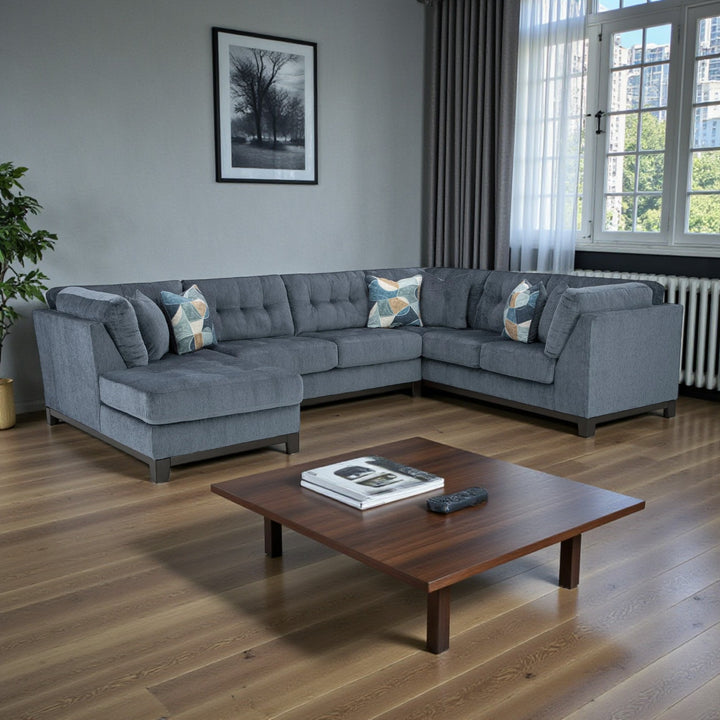 Maxon Place 3-Piece Sectional Sofa In Fabric Upholstery - Navy | Benchcraft By Ashley