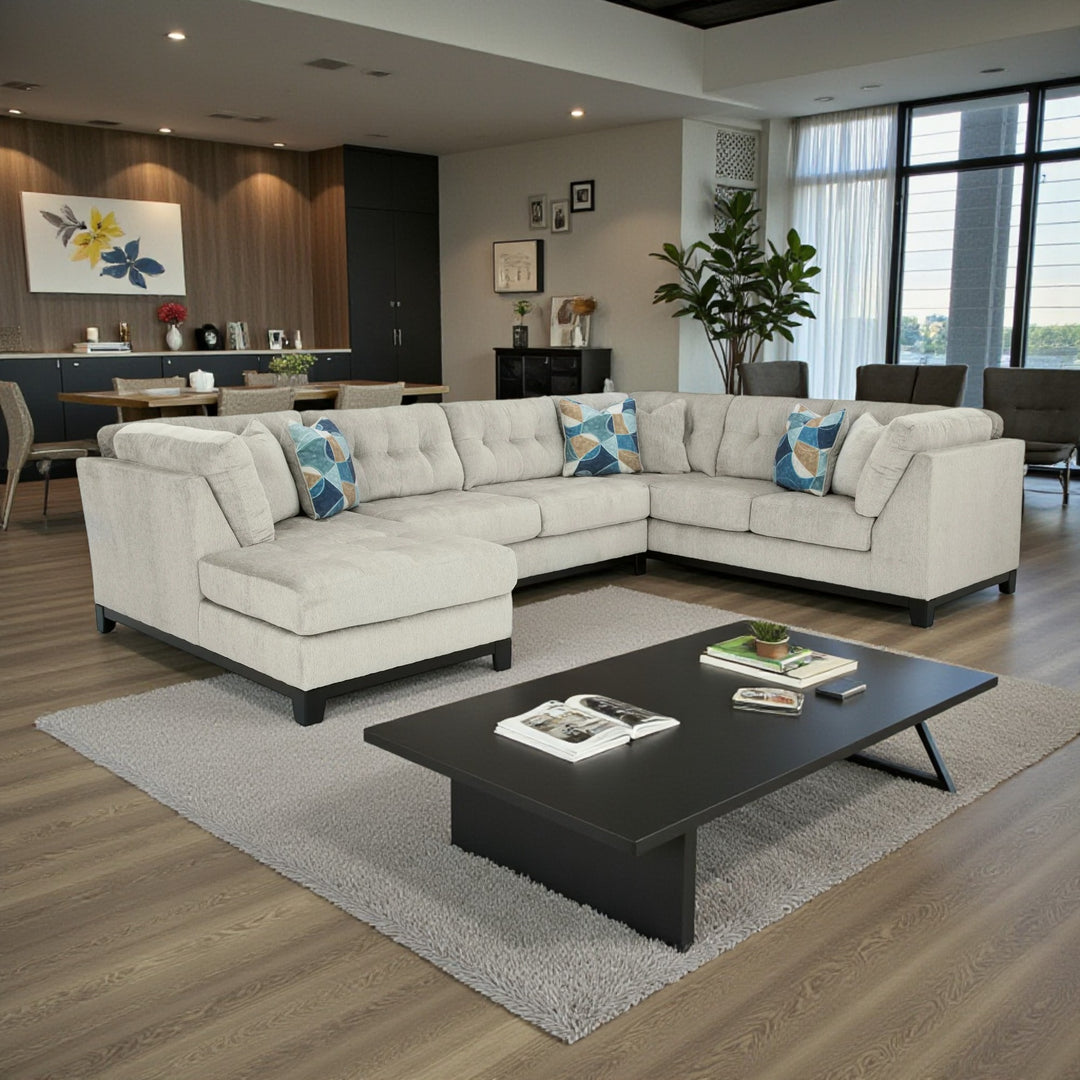 Maxon Place 3-Piece Sectional Sofa In Fabric Upholstery - Stone | Benchcraft By Ashley