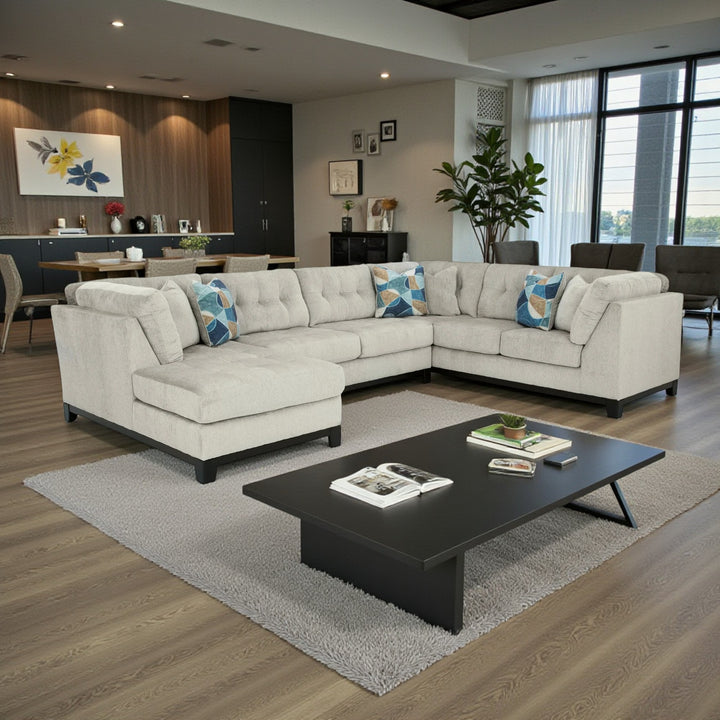 Maxon Place 3-Piece Sectional Sofa In Fabric Upholstery - Stone | Benchcraft By Ashley