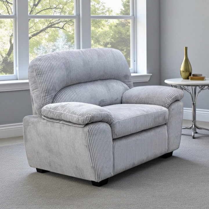 Sterling 3-Piece Stationary Sofa Set In Fabric Upholstery - Light Grey
