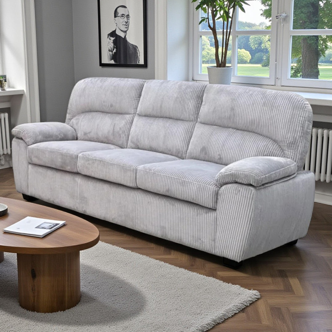 Sterling 3-Piece Stationary Sofa Set In Fabric Upholstery - Light Grey