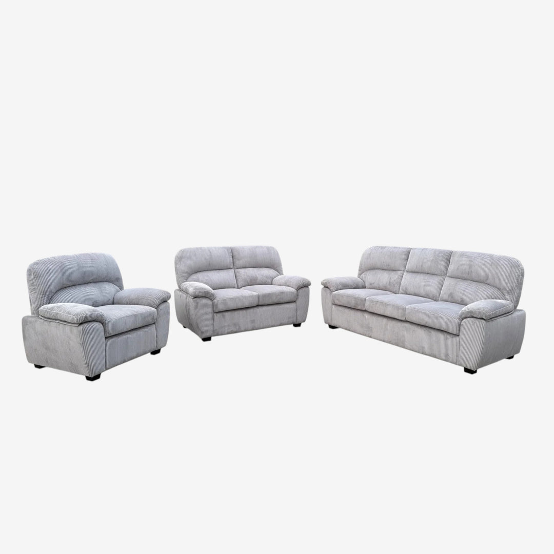 Sterling 3-Piece Stationary Sofa Set In Fabric Upholstery - Light Grey